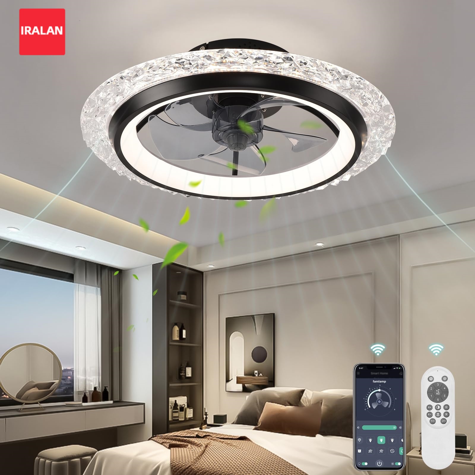 Smart Ceiling Fan - IRALAN Round LED Ceiling Chandelier with
