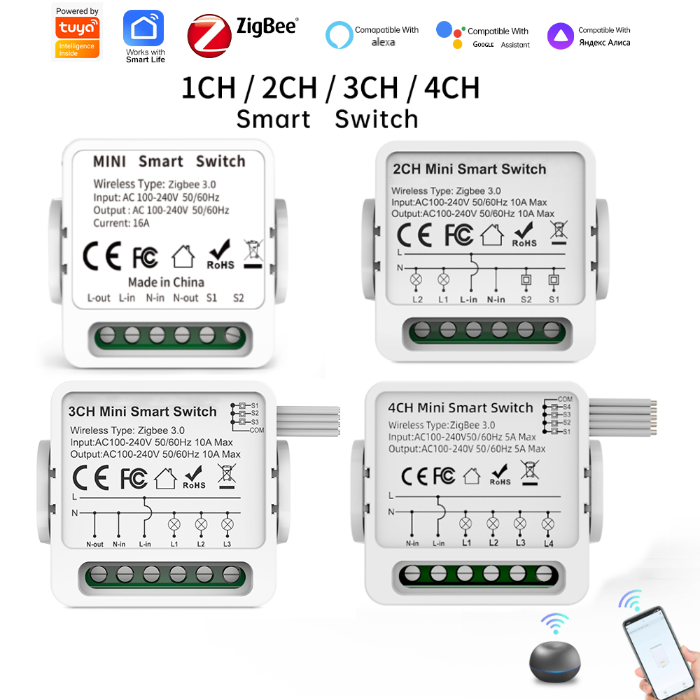 Smart Home Google Assistant - Tuya Zigbee 3.0 Smart Switch 1/2/3/4-Way