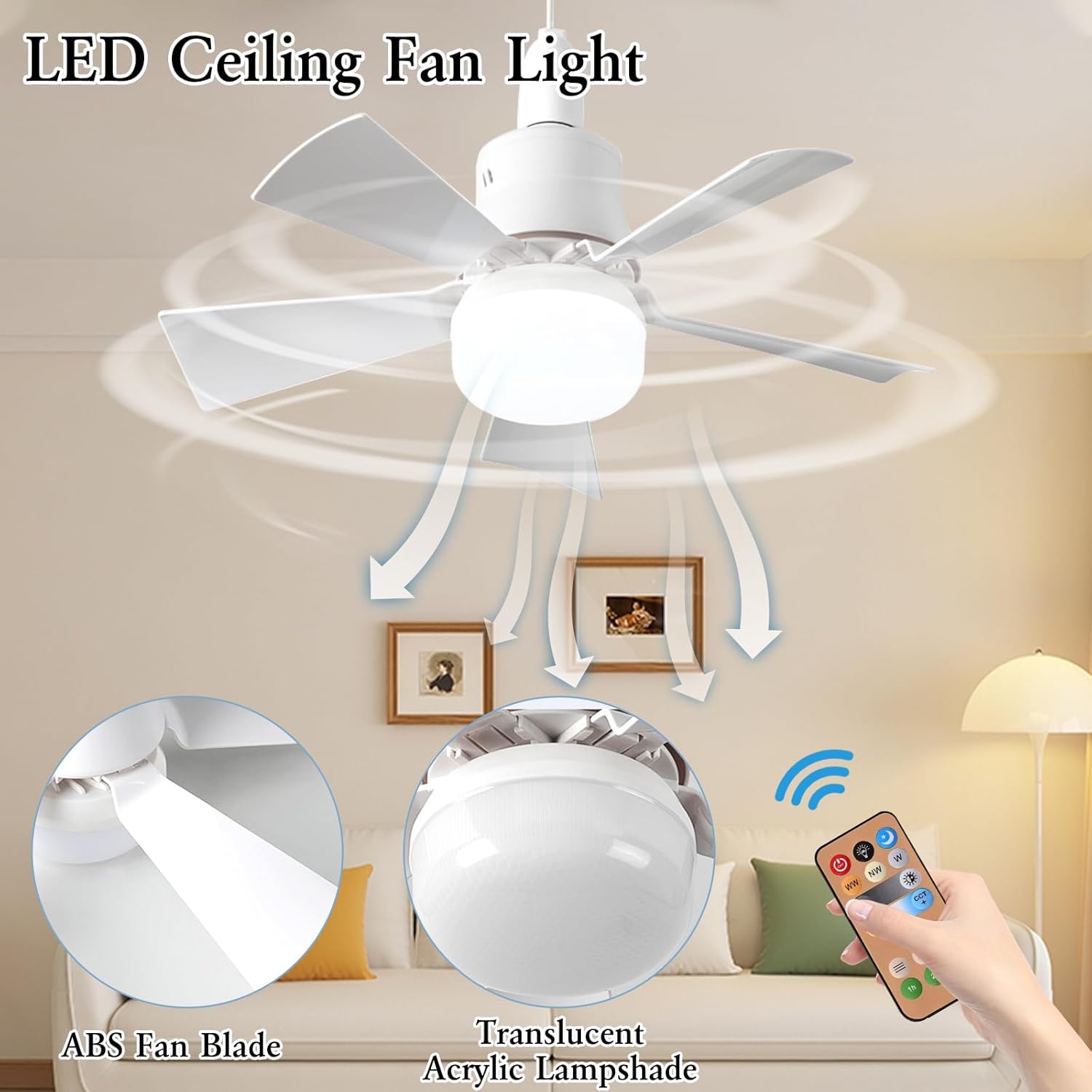 Smart Ceiling Fan - LED Ceiling Fan With Light E27