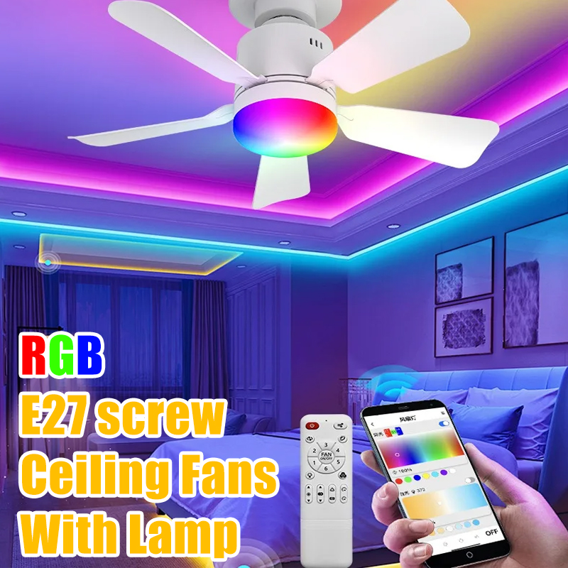 Smart Ceiling Fan - RGB LED Ceiling Fan Lamps E27