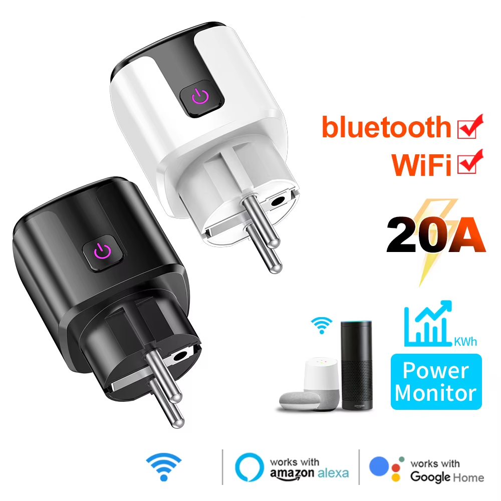 Smart Home Energy Monitor - Smart 20A EU Plug WiFi+Bluetooth Socket