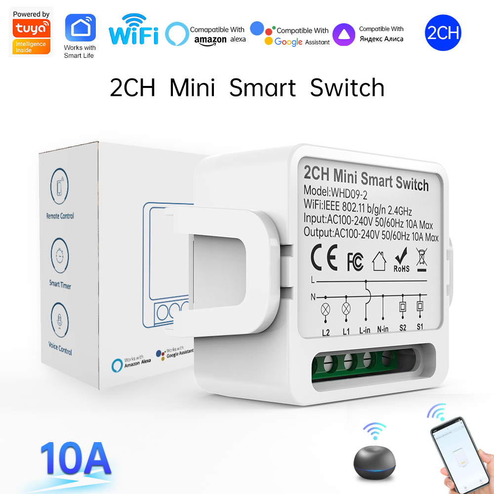 Smart Home Google Assistant - 2 Way Tuya Smart Switch 2Gang