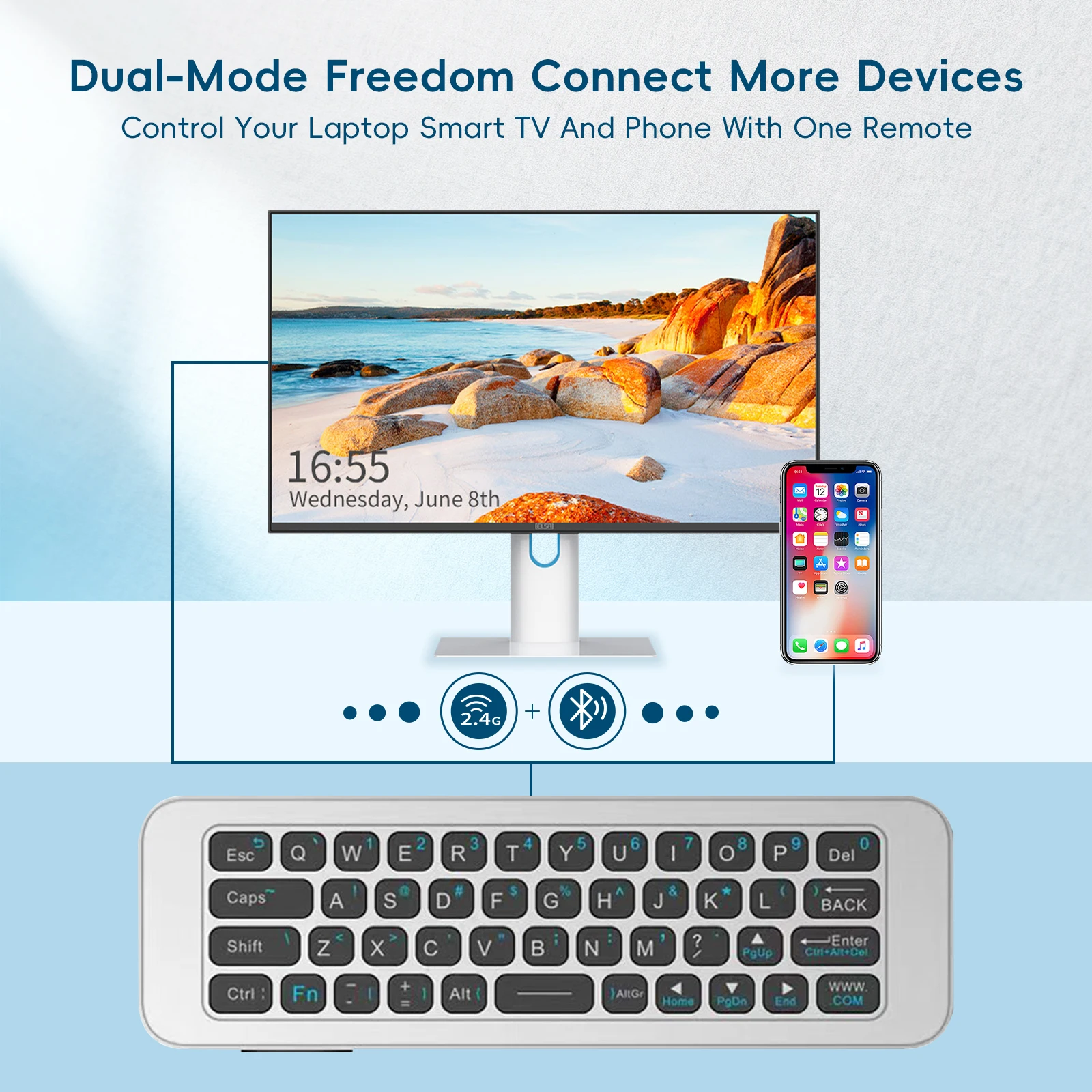 IPazzPort 2.4G & Bluetooth Min - Smart Home Keyboard review and price