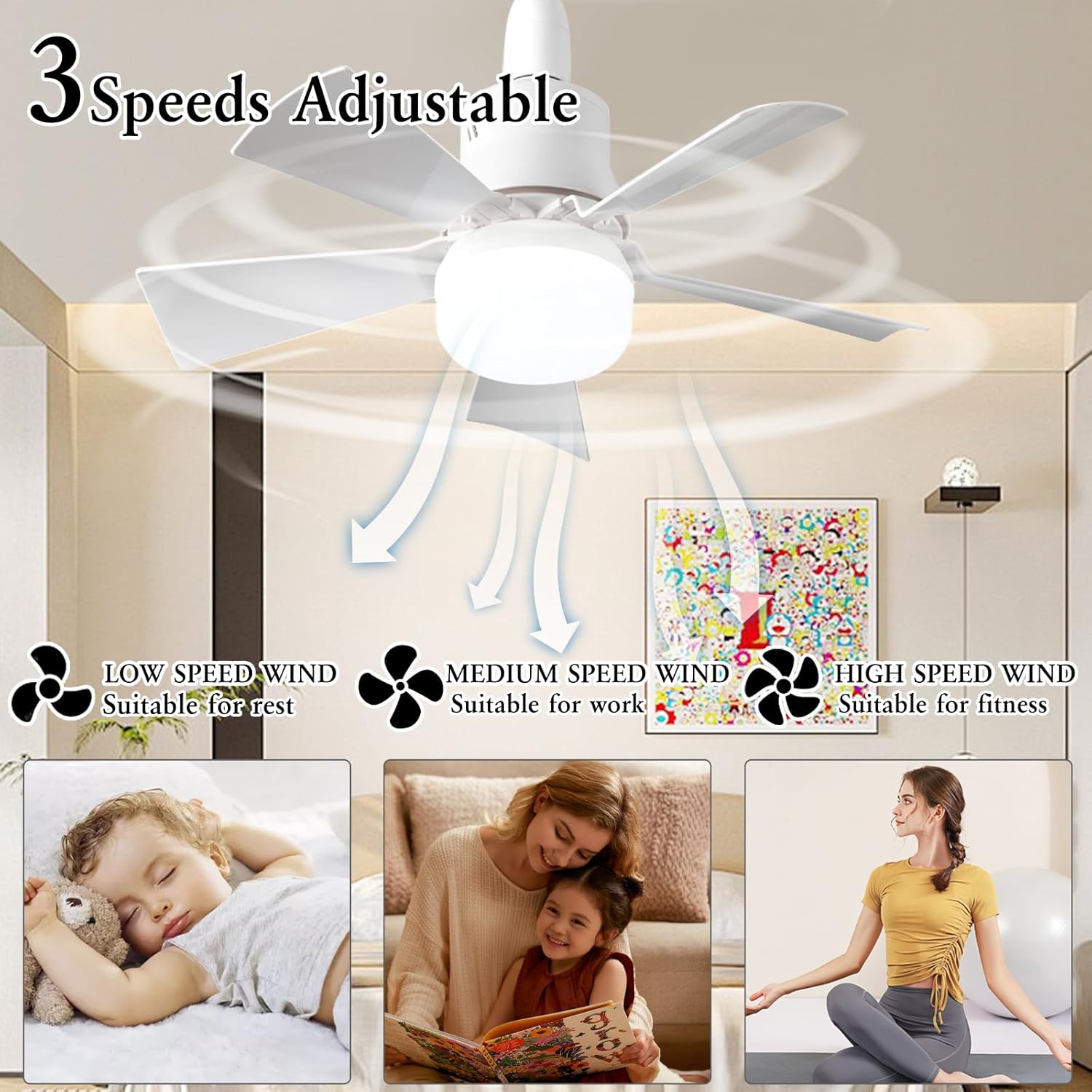 LED Ceiling Fan With Light E27 - Smart Ceiling Fan review and price