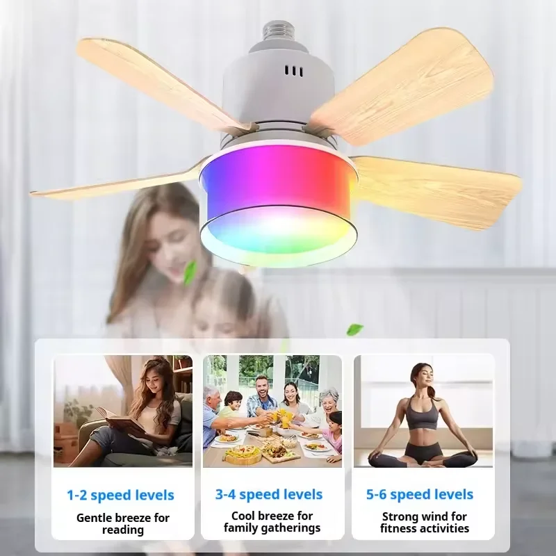 RGB LED Ceiling Fan Lamps E27  - Smart Ceiling Fan review and price