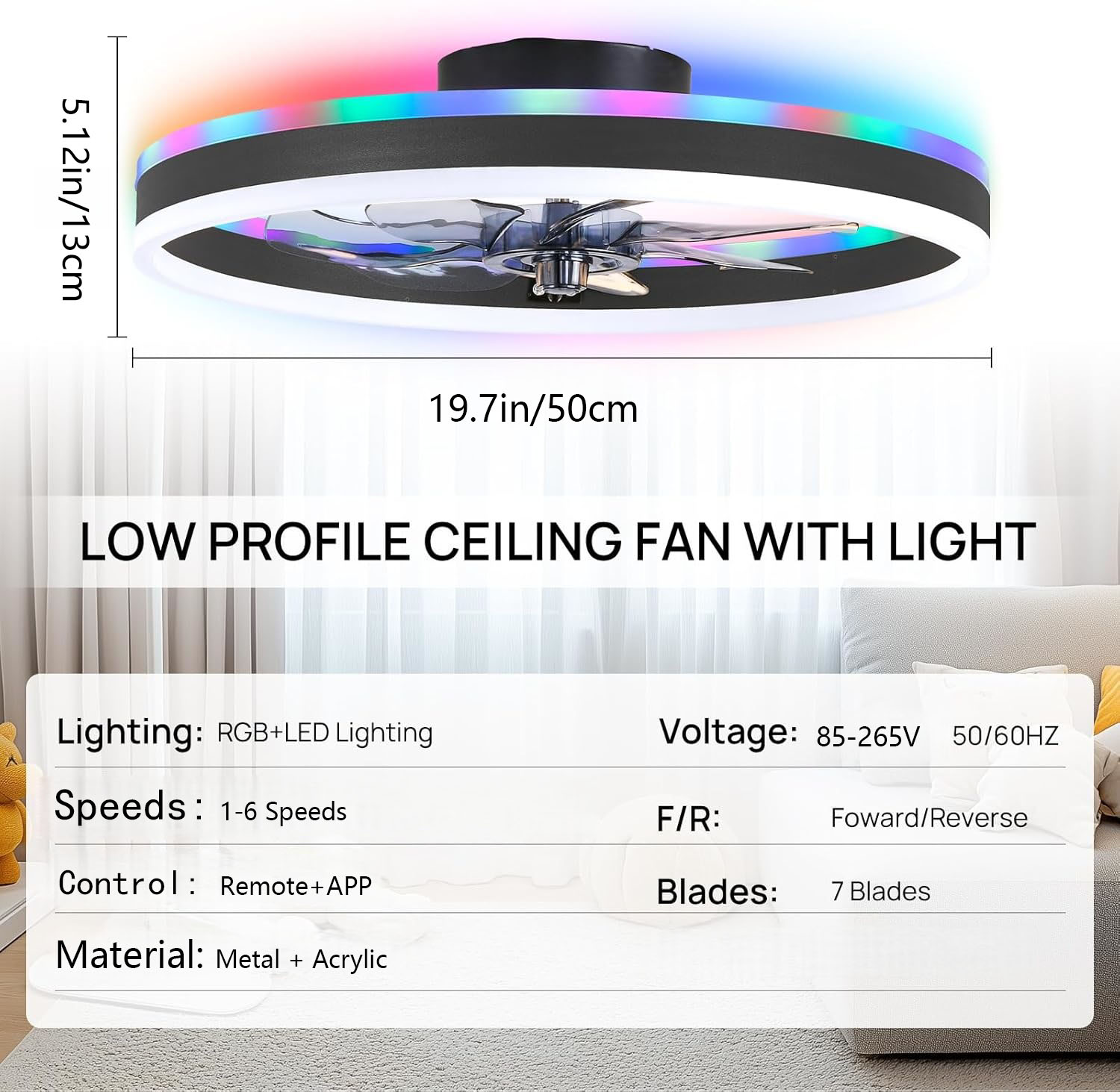 RGB Smart Ceiling Fan Light 6- - Smart Ceiling Fan review and price