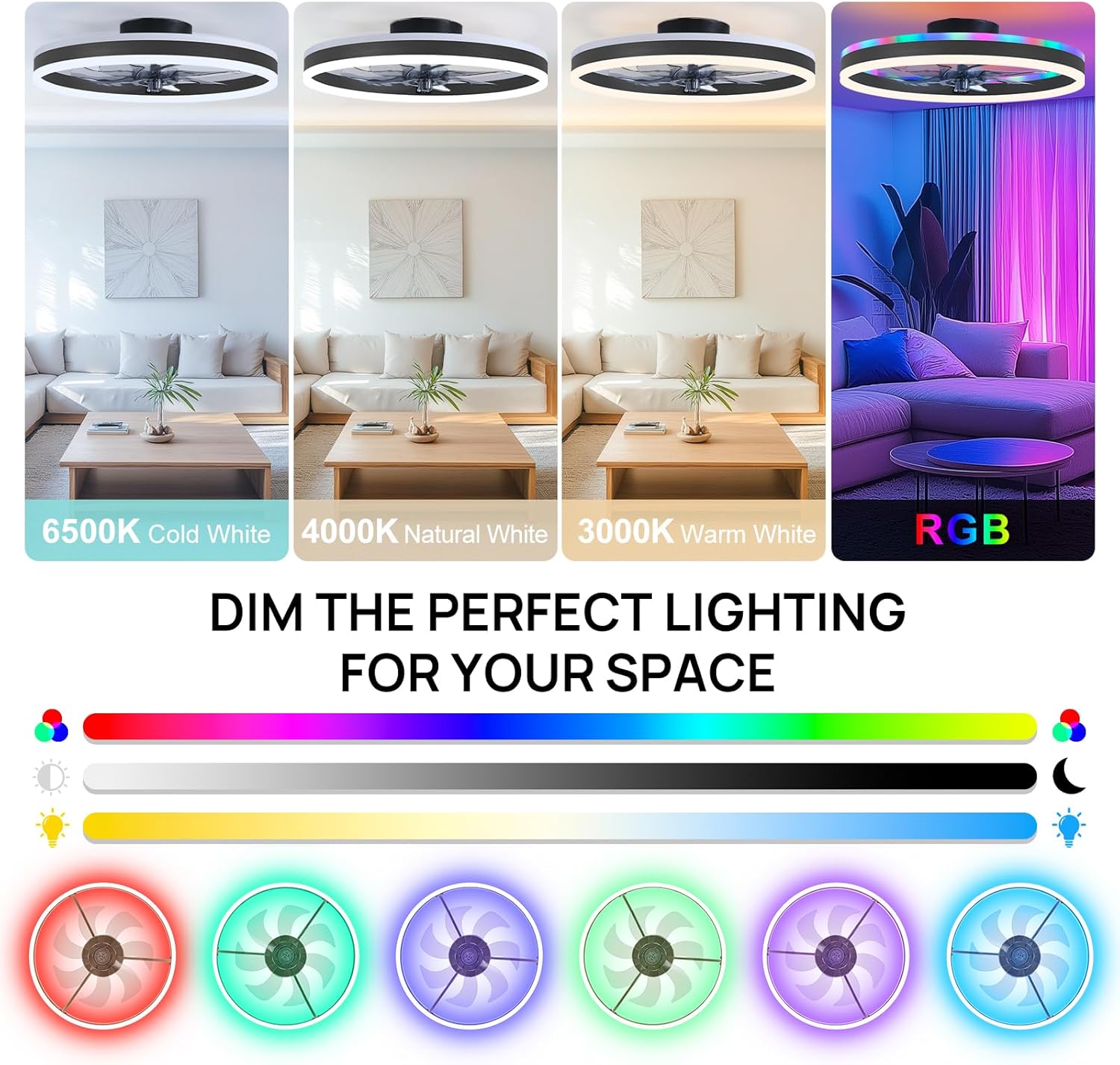 RGB Smart Ceiling Fan Light 6- - Smart Ceiling Fan review and price